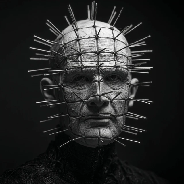 Pinhead Portrait Hellraiser Black and White