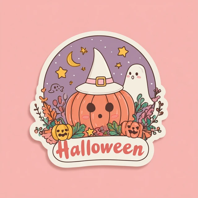 Cute Halloween Sticker Pumpkin Ghost