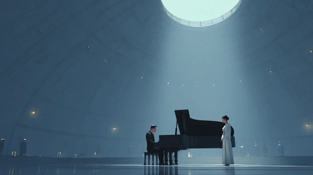 Futuristic Concert Hall Piano and Xiao Performance