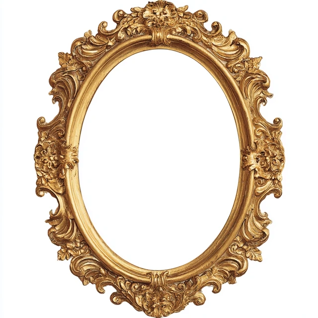 Gold Oval Frame PNG 18th Century Style