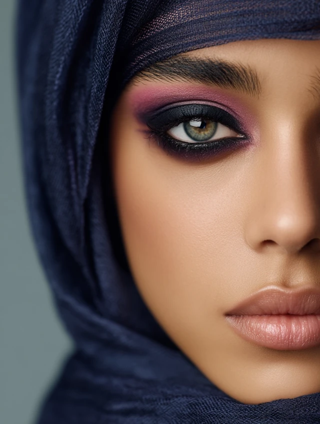 Beautiful Middle Eastern Woman Hijab Makeup