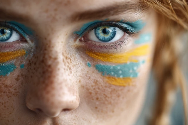 Eye Art Closeup with Oil Paint Brush Strokes
