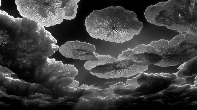 Surreal Cloudscape Ringed Sky Light and Shadows