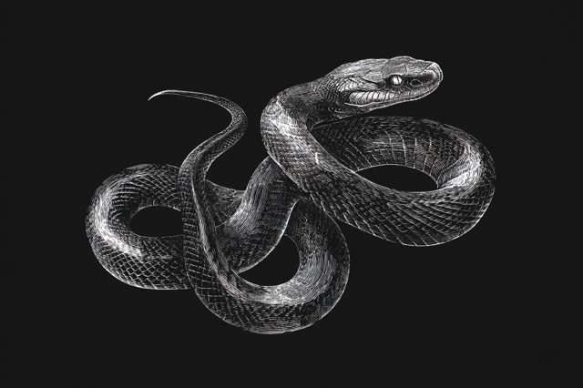 Engraving Style Snake Illustration