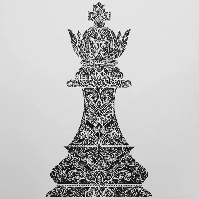 Ornate Chess Queen Outline