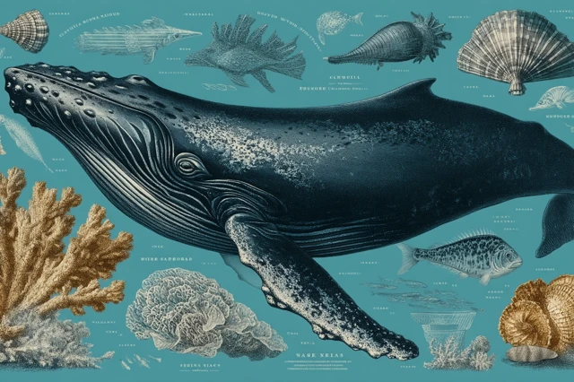 Ocean Doodles Whales Shells Seaweed Coral