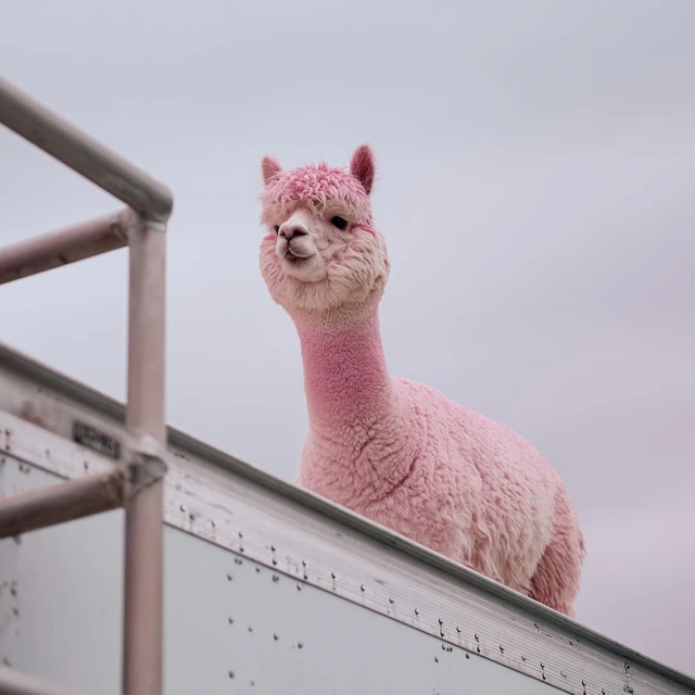 Pink Alpaca on Truck