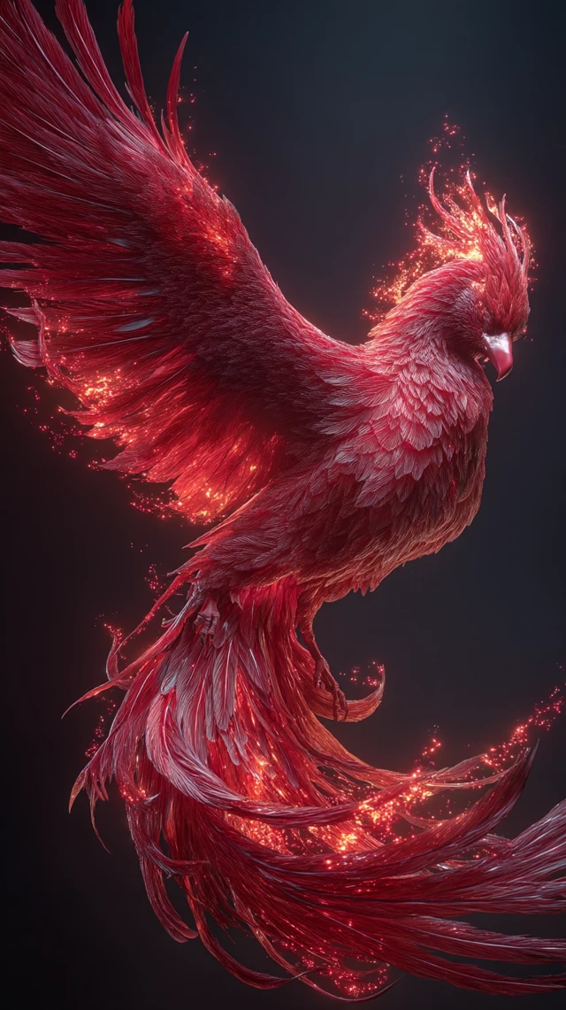 Cute Flaming Phoenix Bird 3D Render 8k Quality