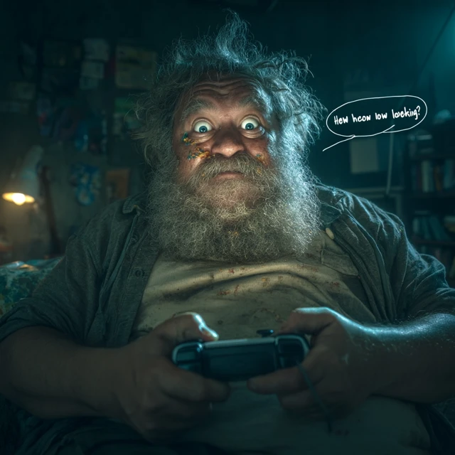 Gamer in Moms Basement Photo Realistic