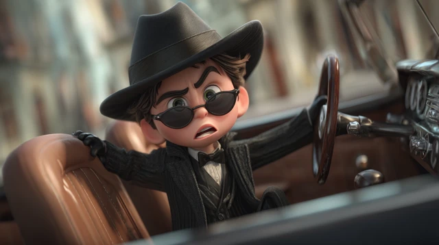 Kid Villain Driving Car 3D Pixar Animation