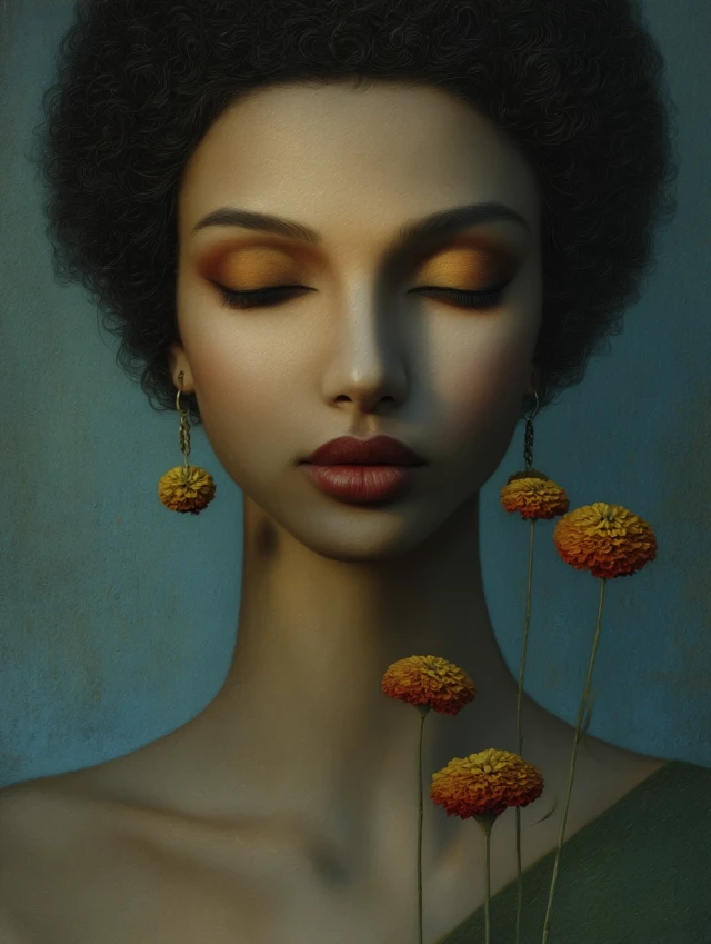 Ethereal Portrait: Indian Model with Flowers