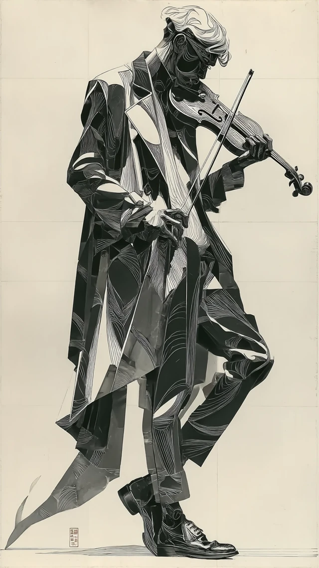 Violinist in Silhouette Modern Art