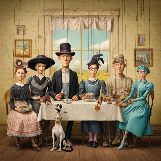 Quirky Puppet Scene Pop Surrealism