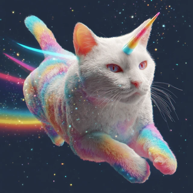 Rainbow Unicorn Cat Magical Creature