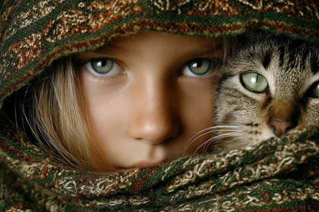 Redhead Girl with Cat Photography