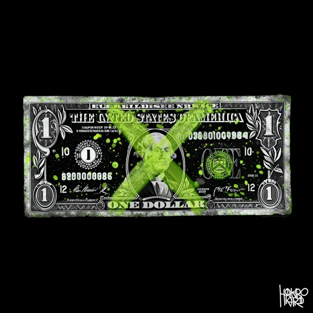 Dollar Bill Graffiti Art Work Hard X