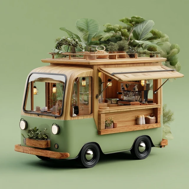 Verde Aesthetic Foodtruck Picnic Vibes 3D Design