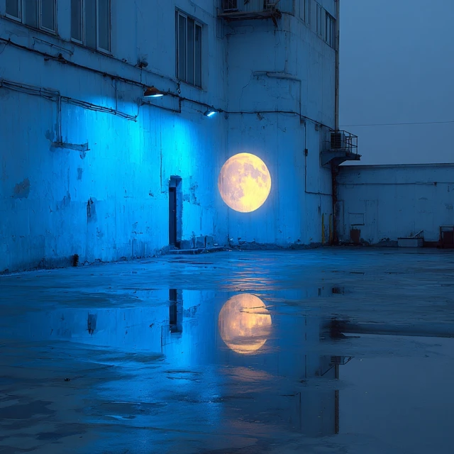 Glowing Stone with Blue Lighting