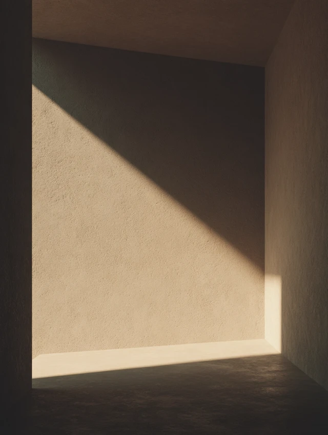 Minimalist Architectural Space Golden Hour Shadows