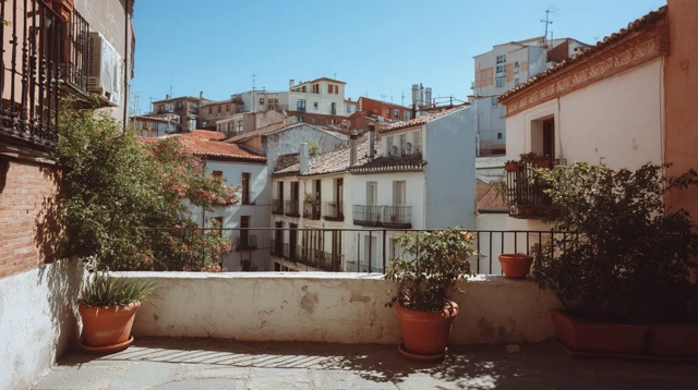 Madrid Neighborhood Architecture Sunny Spanish Streets
