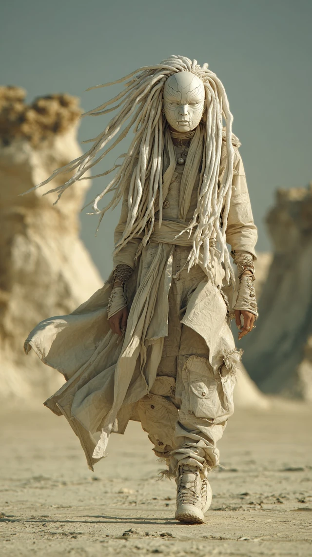 Fashion Asian Albino Model in Desert