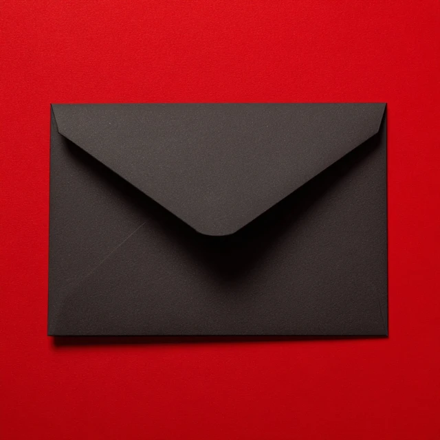 Black Envelope on Red Background