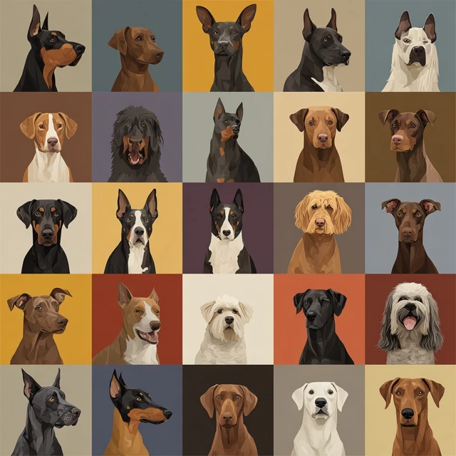 Dog Breed Portraits Illustration Collection