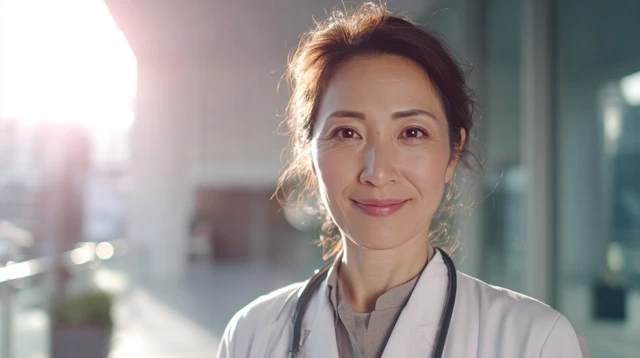 Japanese Doctor Smiling Portrait Cinematic Look