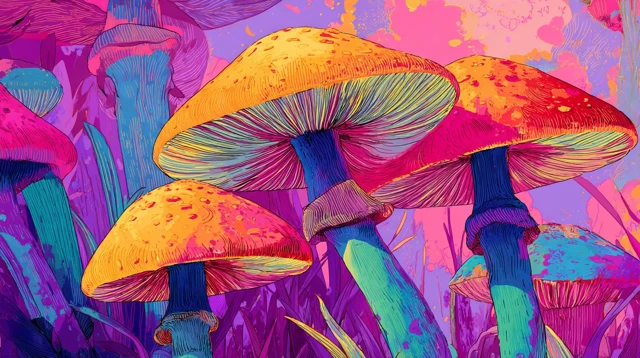 Psychedelic Mushroom Illustration Dreamy Future Art