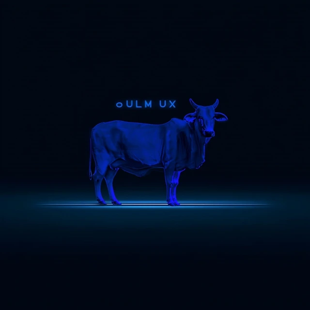 Blue Ox in XRay Style on Dark Background