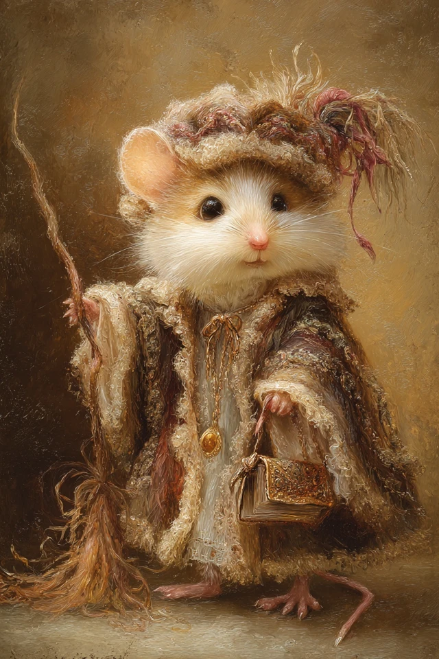 Cute Dormouse Judge Painting Don Maitz Style