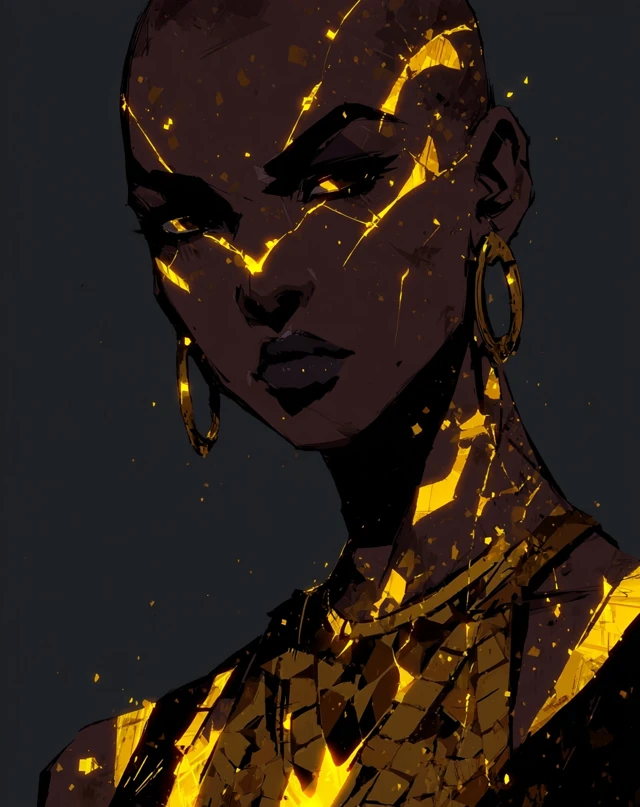 Golden Glow Portrait of a Black Woman Art