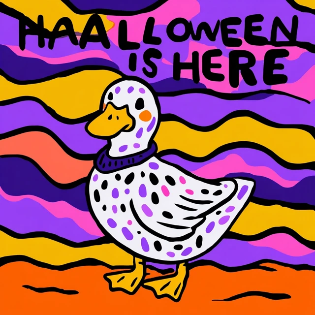 Halloween Duck Logo Illustration Neon Colors