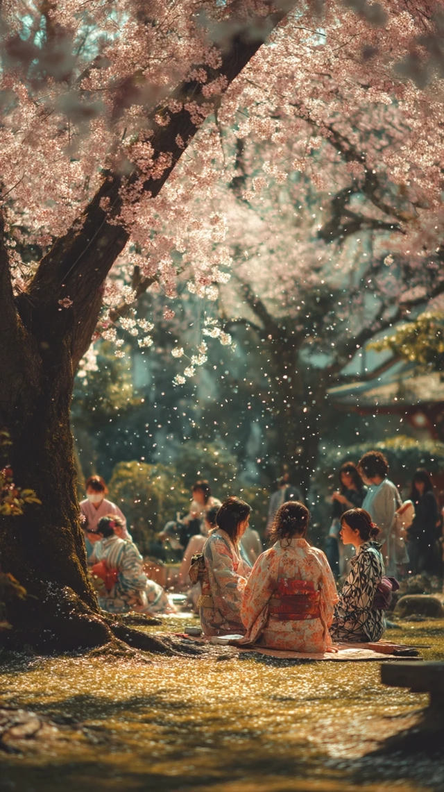 Japanese Cherry Blossom Park Scene