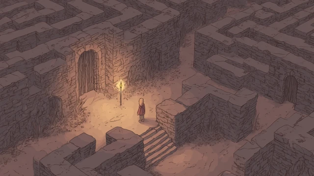 Labyrinth Exploration Female RPG Character