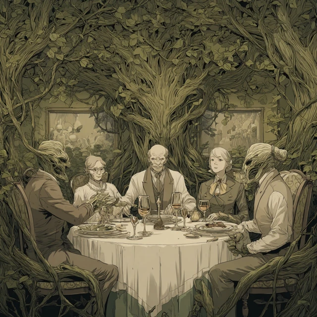 Tree People Dinner Fine Dining Surreal Art