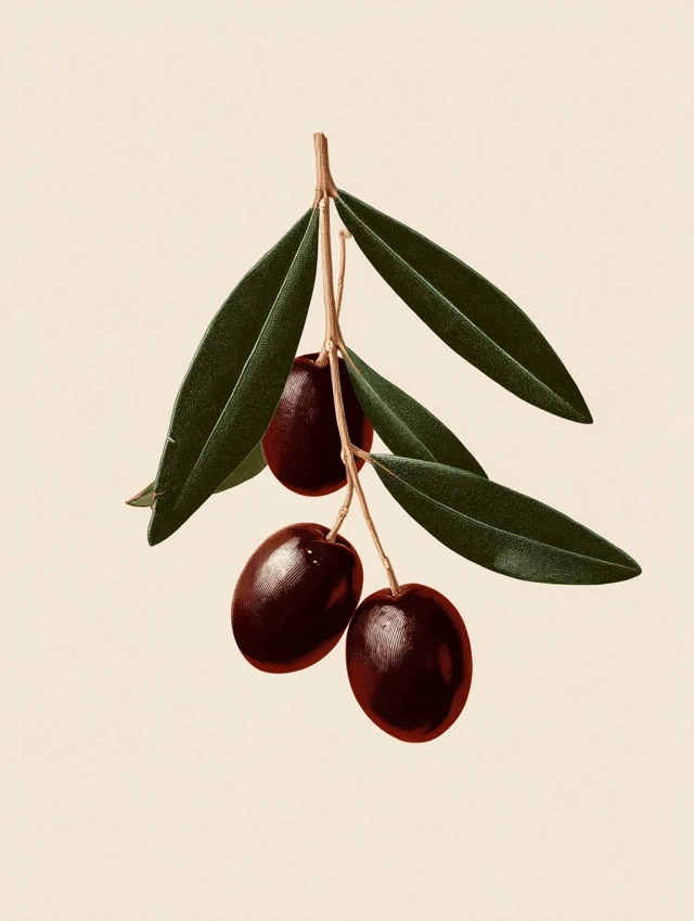 Photorealistic Olive Branch Illustration for Botany