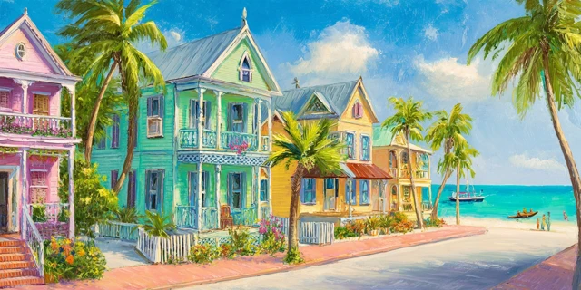Key West Painting Tropical Beachy Home Decor Art Print