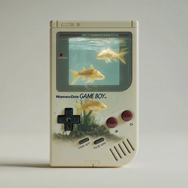 Game Boy Aquarium with Golden Fish Product Photo