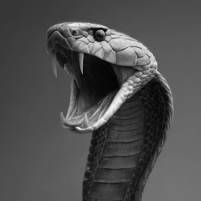 King Cobra Head Open Mouth Hyperrealistic