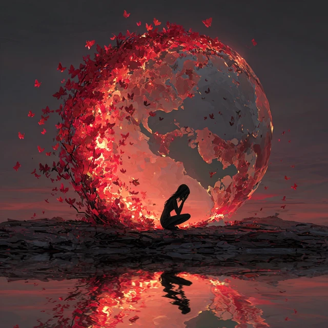 Astronaut Contemplating Earth Painting