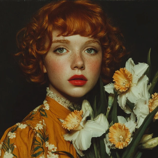 Amylynnstl Portrait of a Woman with Flowers