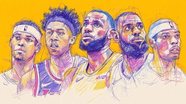 LA Lakers Colorful Sketch Art LeBron James