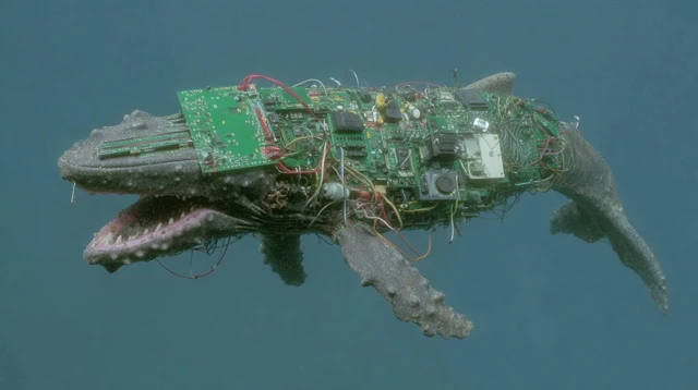 Cybernetic Whale Underwater Sci Fi Photography