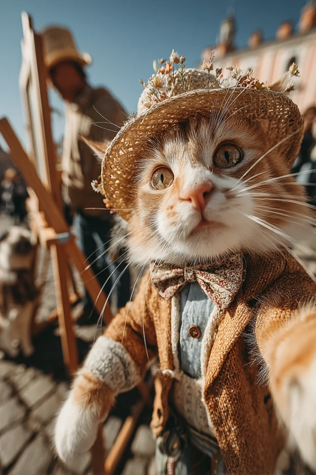 Ginger Cat Selfie in Seville Spain