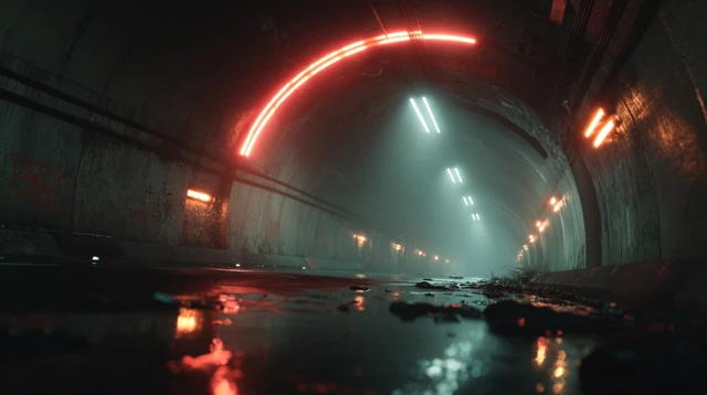 Futuristic Tunnel with Neon Lights