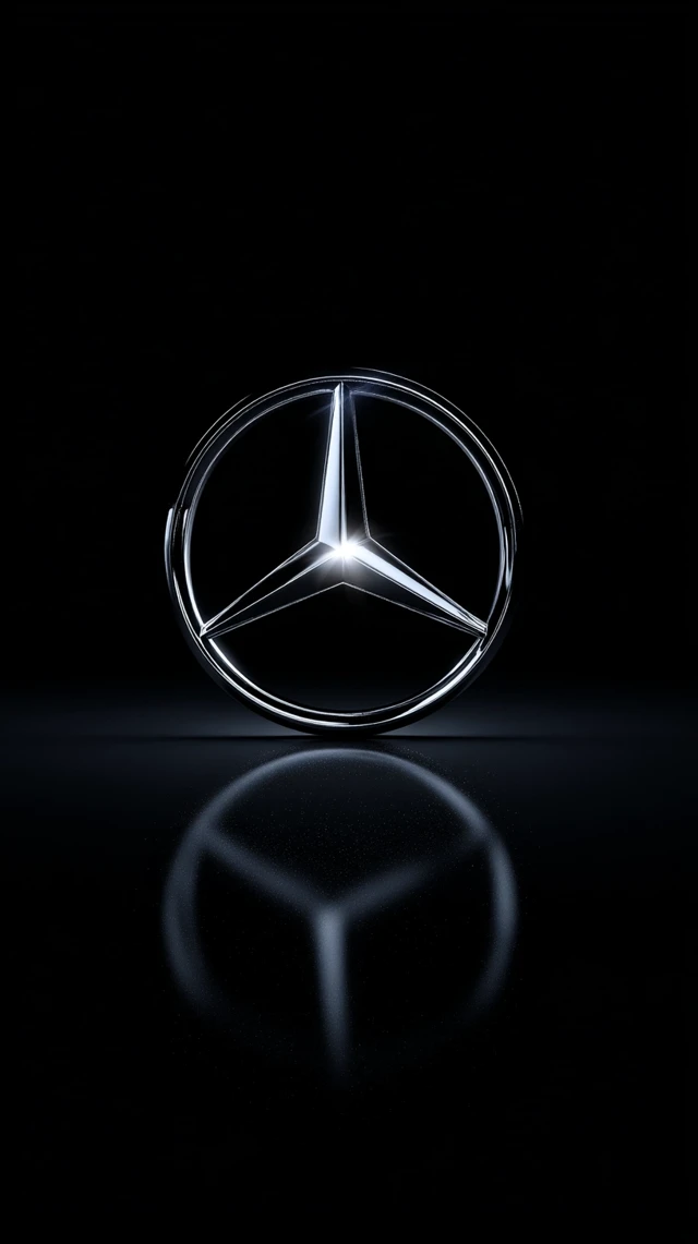 Mercedes-Benz Logo - Chrome on Black