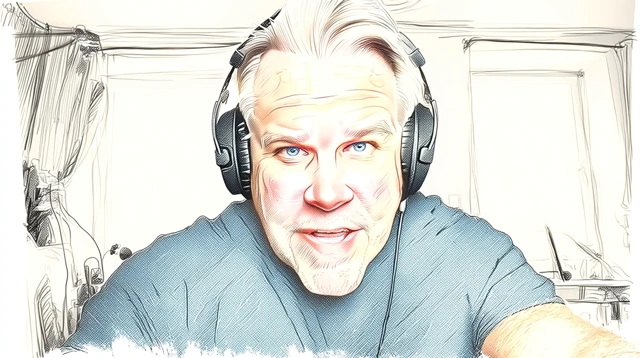 Anime Man with Headphones Video Chat Illustration
