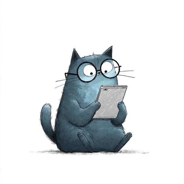 Anime Cat Reading Ereader Cute Illustration