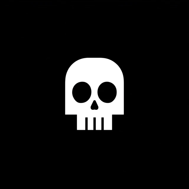 Simple Skull Icon Black and White Typography